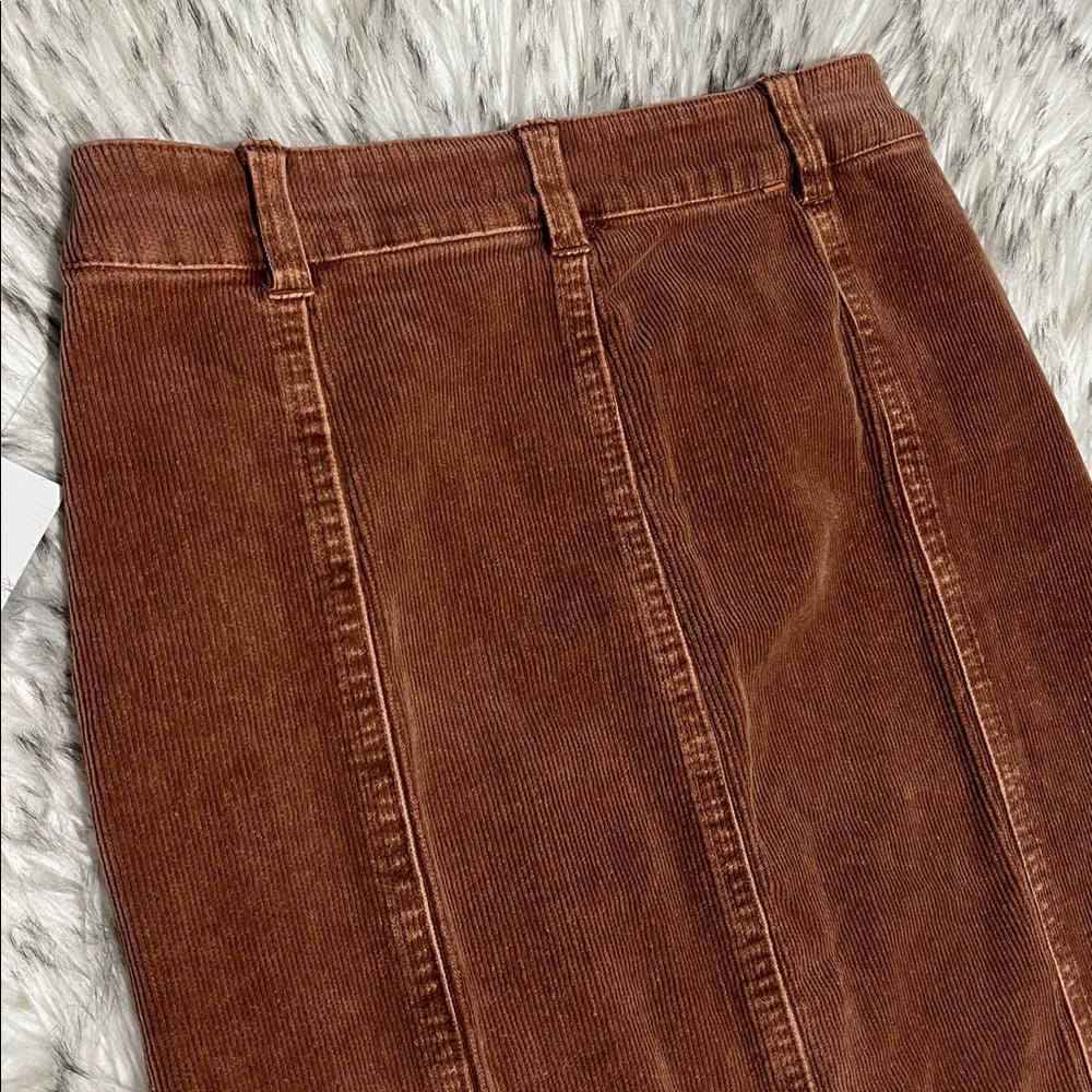 NWT Forever 21 Corduroy Button Down MIDI Pencil Skirt Praline Brown XS - Picture 9 of 12